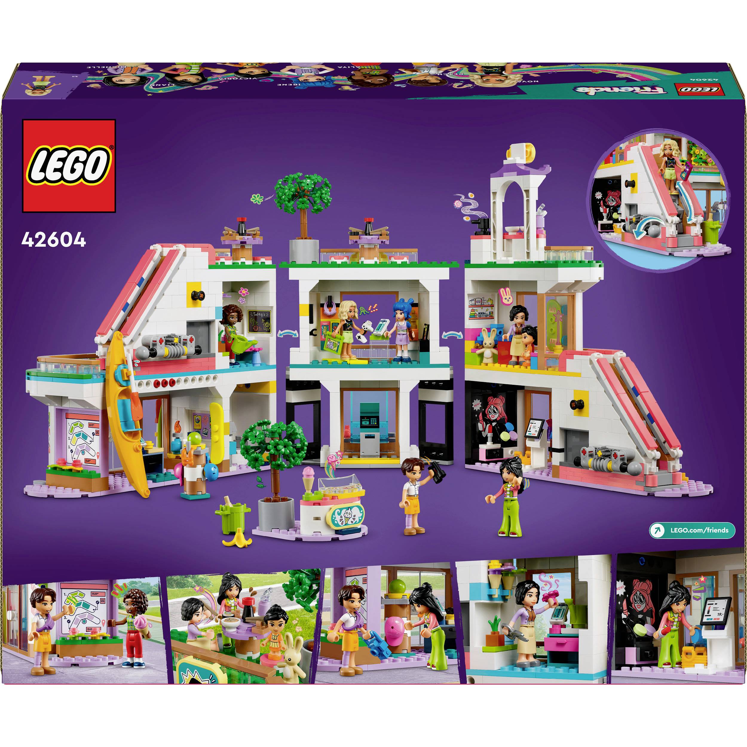 Set LEGO con confezione raffigurante figure e costruzioni a tema parco divertimenti. Include sette minifigure e numerose scene interattive.