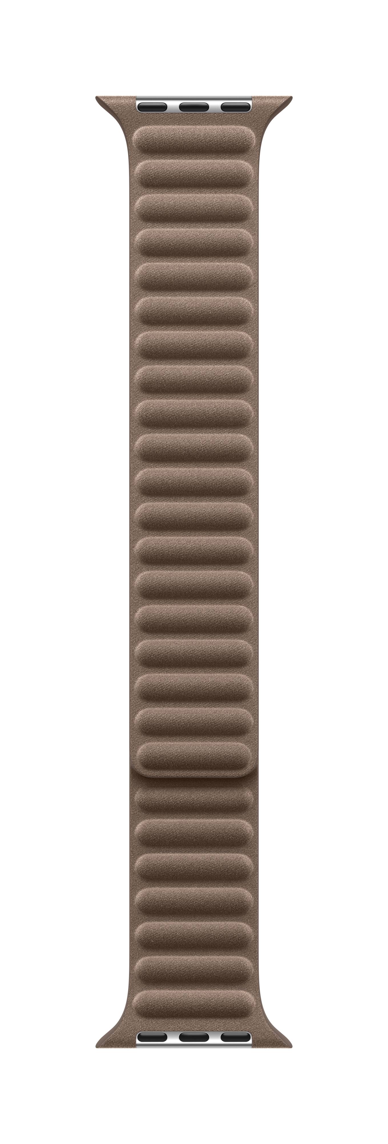 Un bracciale marrone, strutturato, in un layout verticale che potrebbe appartenere a uno smartwatch.