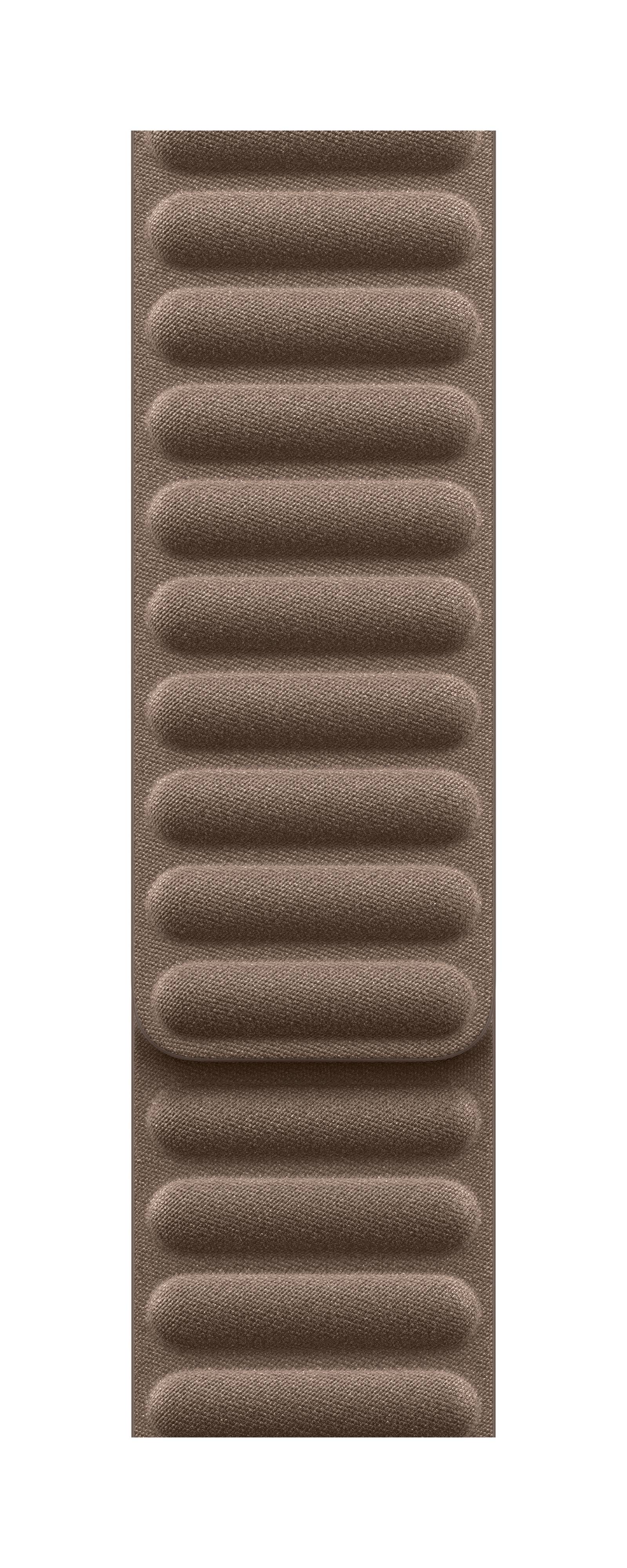 Cinturino in pelle marrone dal design semplice e moderno, con scanalature orizzontali leggermente rialzate che si estendono lungo l'intera lunghezza.
