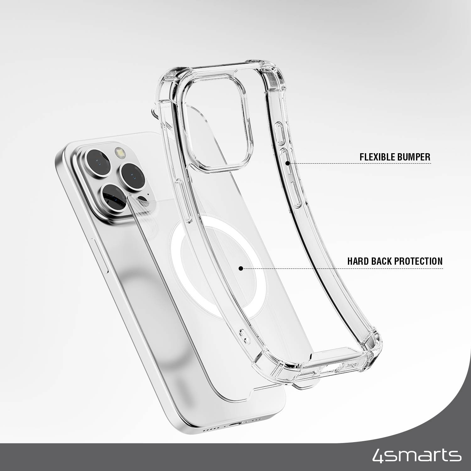 4smarts Ibiza Cover a guscio Apple iPhone 15 Pro Max 17 cm (6.7") Trasparente TPU PC MIL-STD-810G:2019 516.6 540590-2