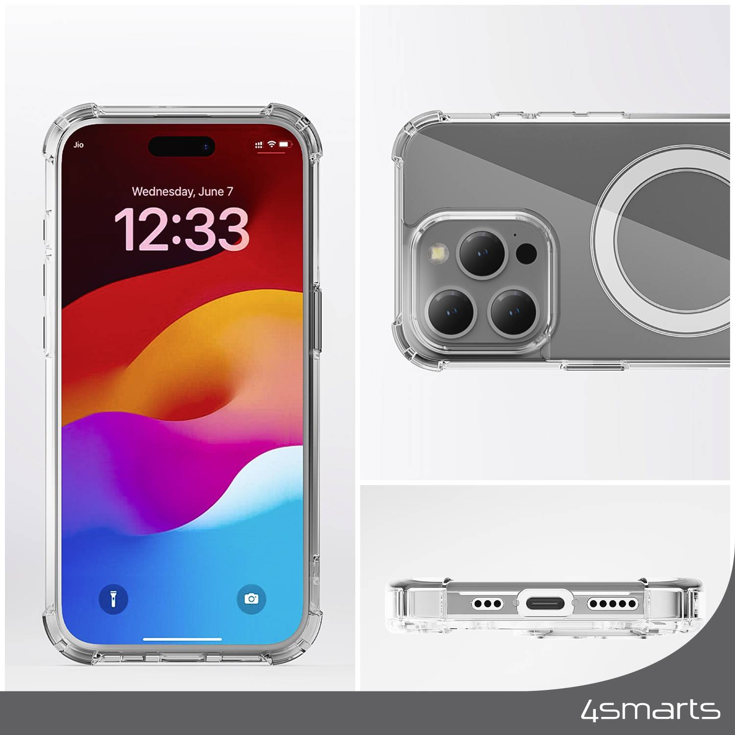 4smarts Ibiza Cover a guscio Apple iPhone 15 Pro Max 17 cm (6.7") Trasparente TPU PC MIL-STD-810G:2019 516.6 540590-6