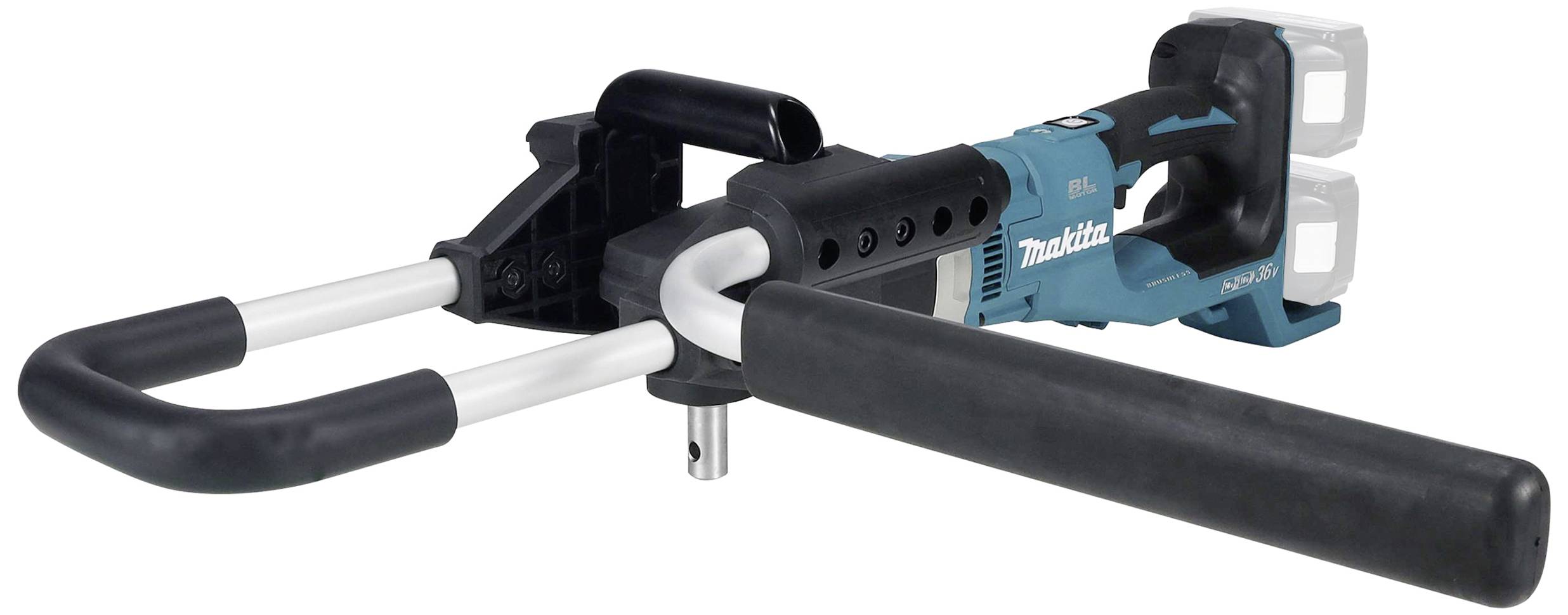 Macchina per taglio di giunti in malta, a forbice, a batteria, in blu e nero, con doppia impugnatura e bracci in metallo argentato, per il taglio delle fughe di malta.