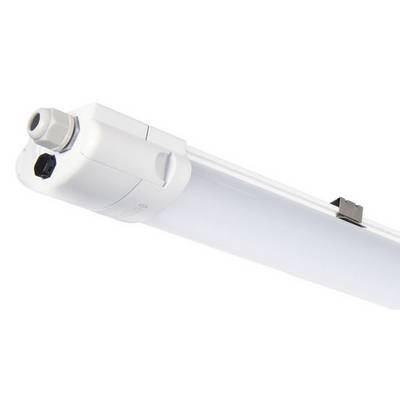 Barra luminosa LED bianca in un involucro di plastica con clip di montaggio. Ideale per l'illuminazione di interni.