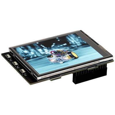 Un piccolo auto radiocomandata corre velocemente su un circuito. È visualizzata sullo schermo di un dispositivo elettronico.