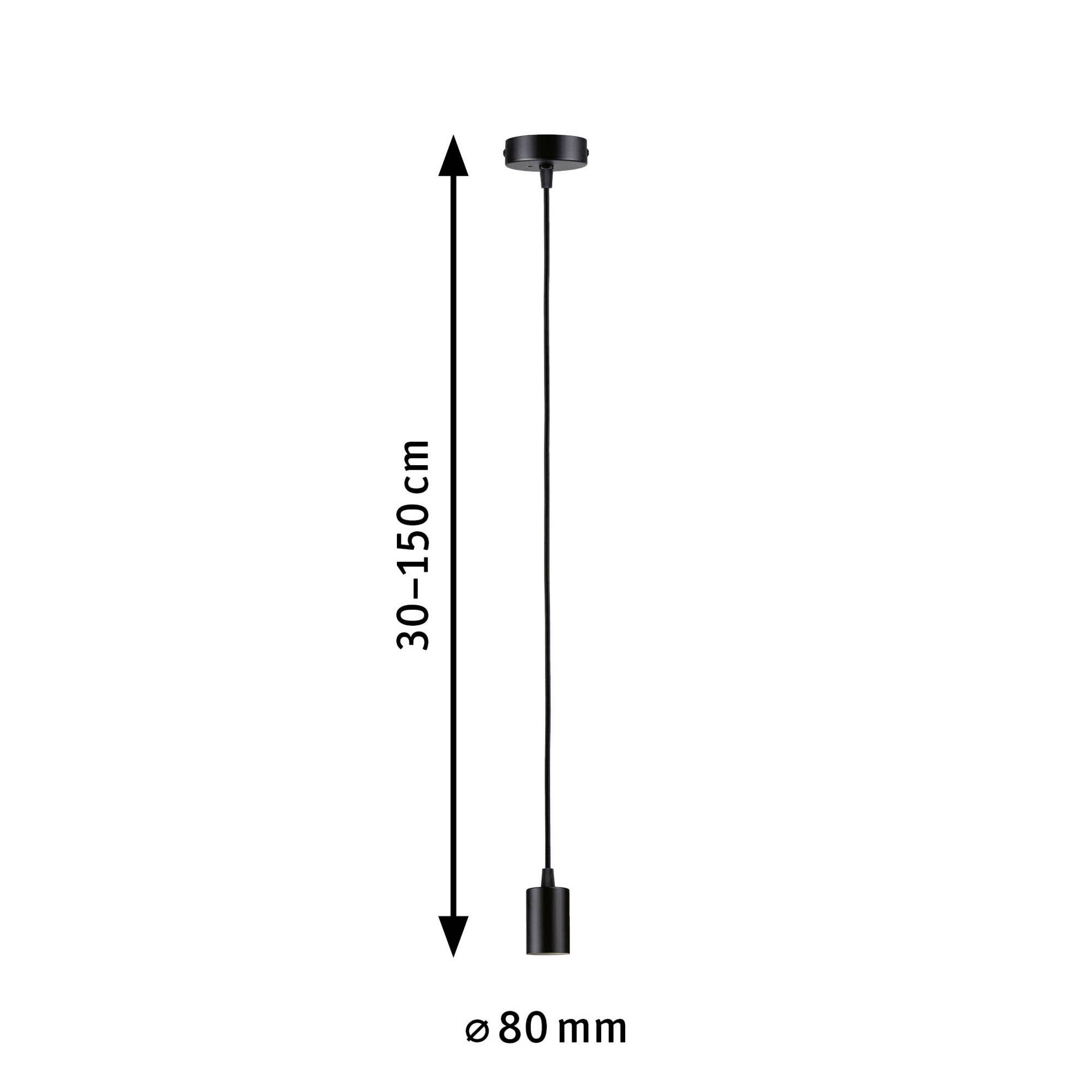Lampada a sospensione con diametro di 80 mm e lunghezza regolabile da 30 a 150 cm.