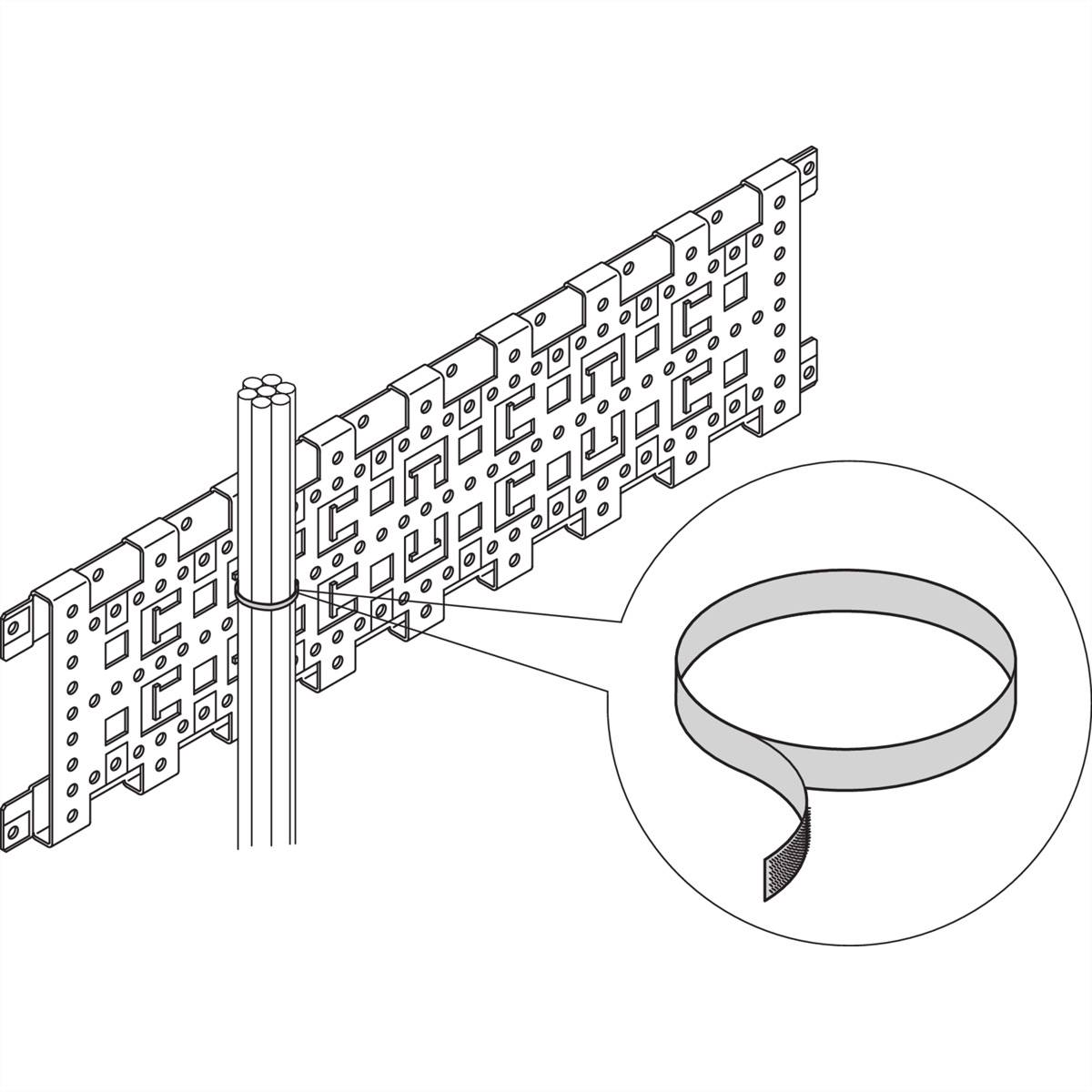 Diagramma di una struttura modulare a parete con un cilindro verticale collegato tramite un cavo piatto.