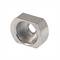 Dado esagonale in metallo con filettatura interna, colore argento. Utilizzato per fissare e bloccare viti in diverse applicazioni di ingegneria meccanica.