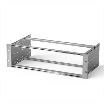 Telaio metallico per involucri elettronici, idoneo per il montaggio in un rack. Forma rettangolare con fori per il fissaggio.