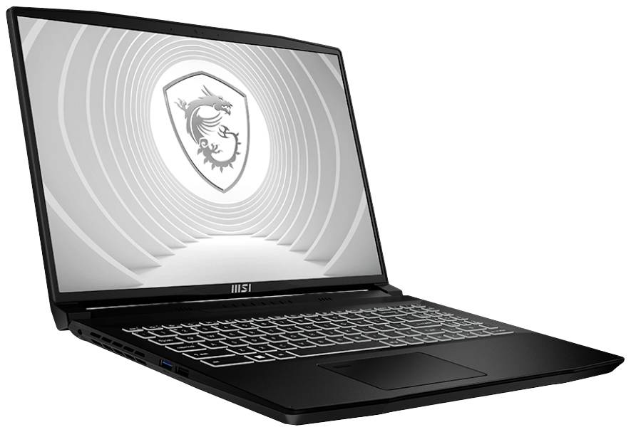 Un laptop nero con tastiera retroilluminata mostra un'immagine sullo schermo con un logo di un drago dal design futuristico.