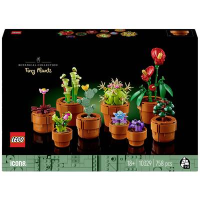 Fronte della confezione del Set 'LEGO Botanical Collection Tiny Plants' che mostra diversi piccoli modelli di piante in vasi costruiti con mattoncini.