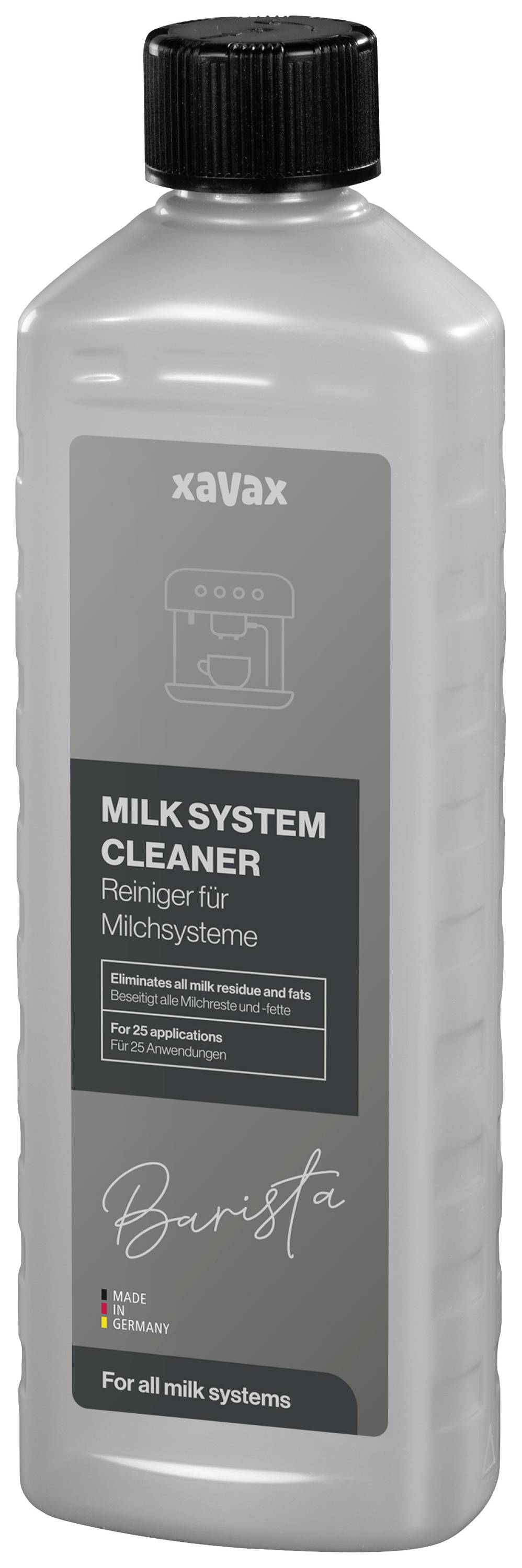 Detergente per sistemi lattiero 'Xavax', flacone da 500 ml, per macchine da caffè, rimuove depositi di grasso e residui di latte.