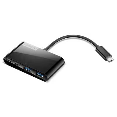 Un hub USB-C nero con multiple porte, adatto per espandere le funzionalità USB su un computer o laptop.