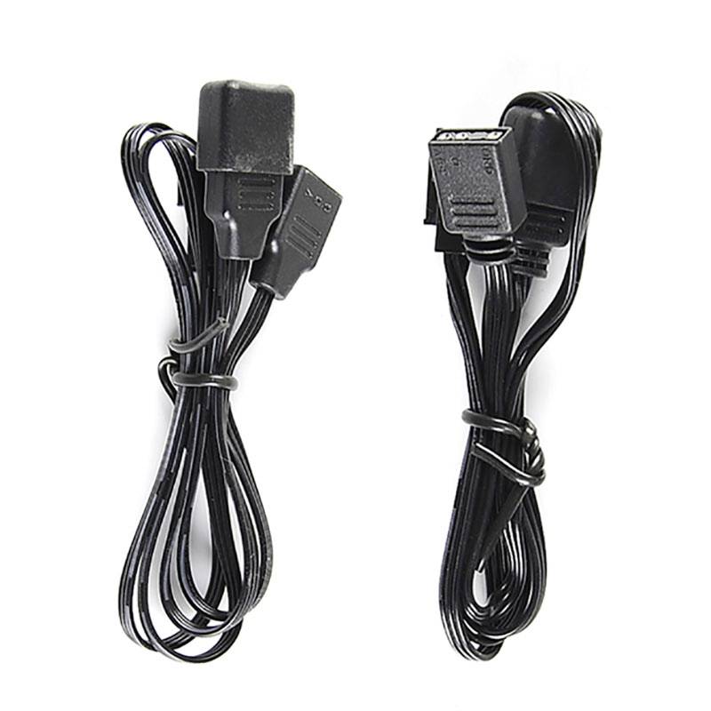 Due cavi USB neri, ciascuno con un connettore rettangolare su un lato. Uno è più lungo dell'altro.