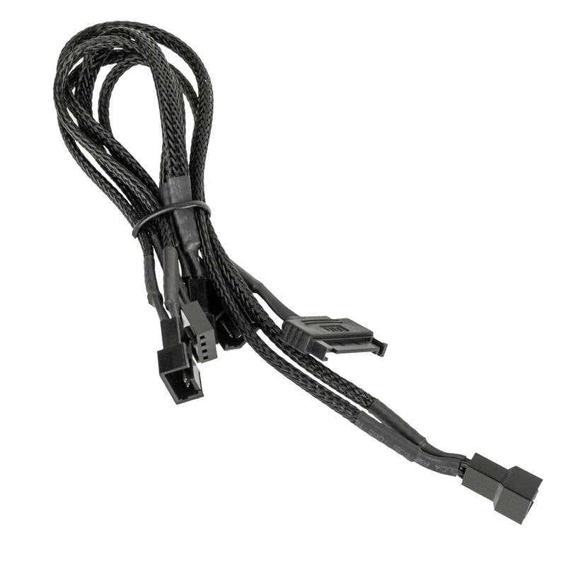 Cavo di connessione per computer nero con multiple porte alle estremità, utilizzato per connessioni di componenti interni del PC.