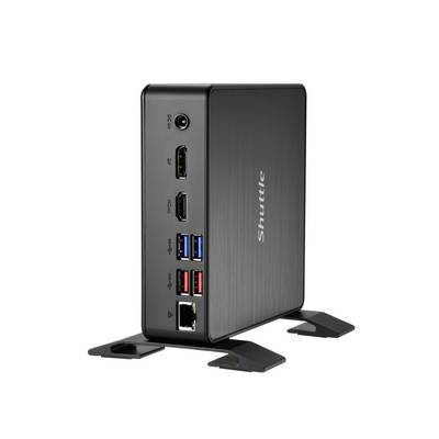 Un mini PC compatto con diversi porte sul frontale. Adatto per applicazioni versatili in ufficio o a casa.