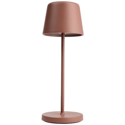 Lampada da tavolo rosa con design semplice e moderno e base rotonda. Ideale per interni minimali.