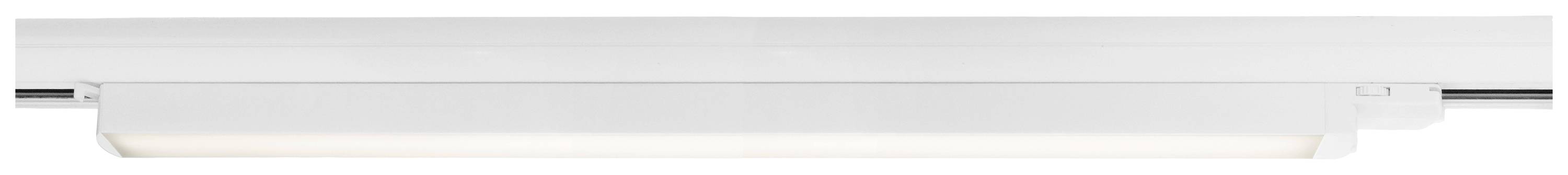 Lampada LED bianca in forma sottile e rettangolare, montata saldamente a soffitto. Emana una luce diffusa ed è adatta all'illuminazione ambientale.