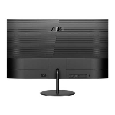 Un monitor piatto AOC visto da dietro, con porte visibili come HDMI e USB, nonché un ingresso di alimentazione.