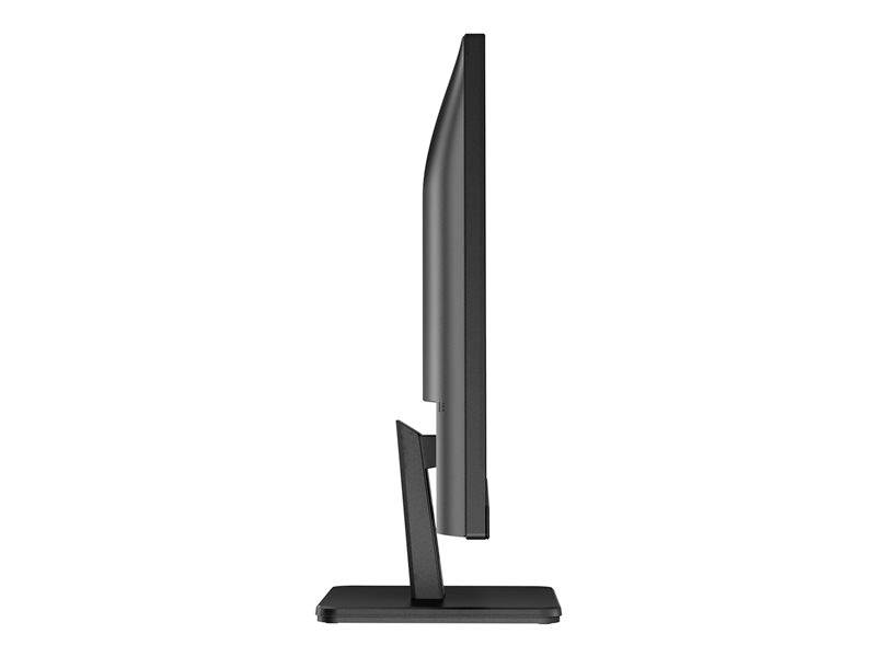 Un'inquadratura laterale di un monitor per computer con un design minimale e moderno e un supporto stabile.