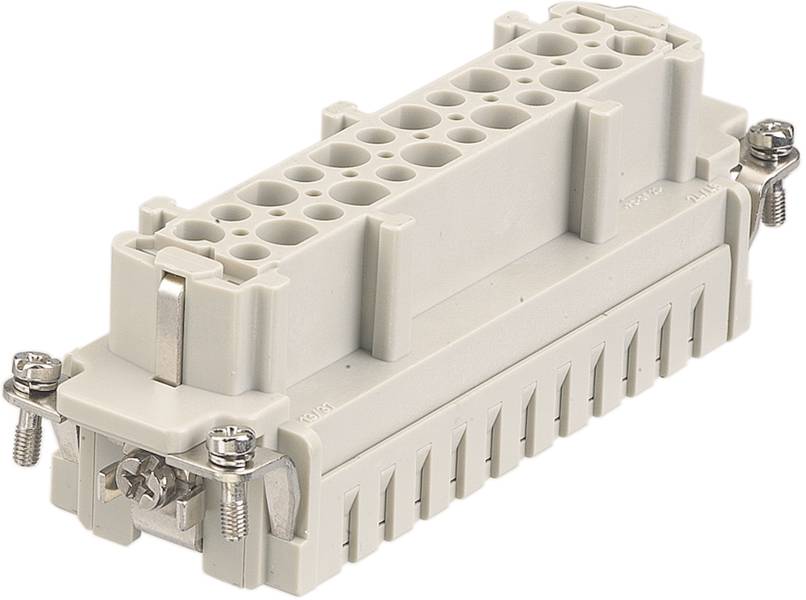 Custodia elettrica grigia per connettori con multiple aperture di connessione e viti laterali per il fissaggio.