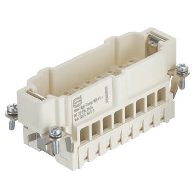 Connettore ad alta temperatura 'Han High Temp HE-MC' con viti di fissaggio laterali, idoneo per 16A, 500V, 6kV.