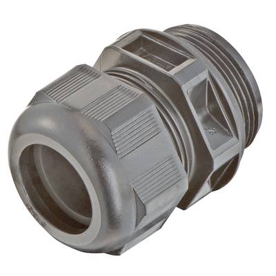 Una pressacavo in plastica nera, utilizzata per un fissaggio sicuro e la protezione dei cavi in impianti elettrici.