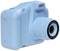 Fotocamera blu per bambini con obiettivo zoom 10x, adatta a fotografia semplice e dal design amichevole per i più piccoli.