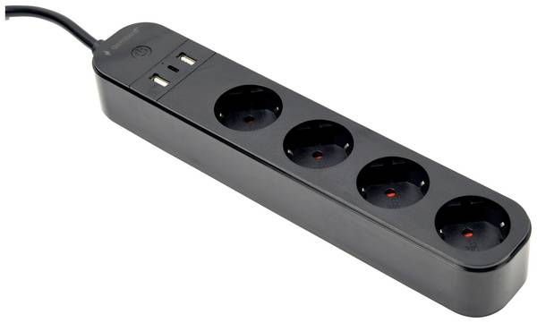 Gembird TSL-PS-S4U-01 Intelligente Steckerleiste 4 AC-Ausgänge Typ E 1,5 m 3 3680 W Schwarz (TSL-PS-S4U-01)
