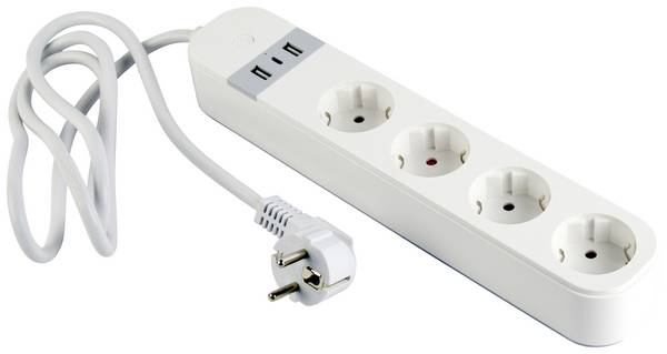 Gembird TSL-PS-S4U-01-W Intelligente Steckerleiste 4 AC-Ausgänge Typ E 1,5 m 3 3880 W Weiß (TSL-PS-S4U-01-W)