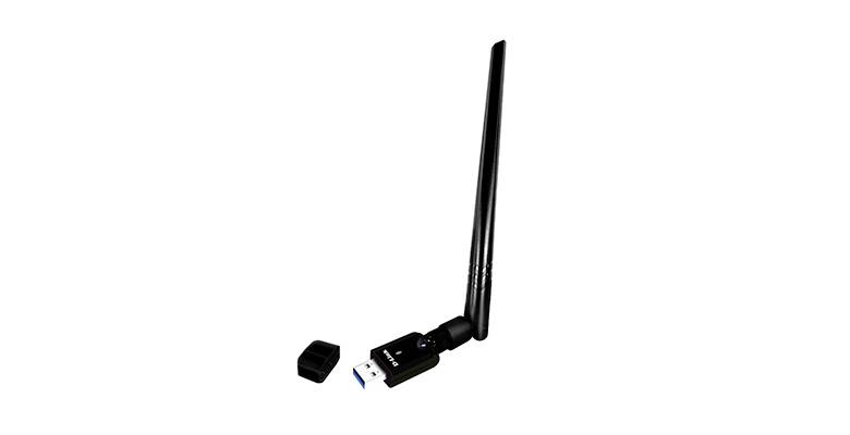 Adattatore USB-WLAN con antenna removibile, idoneo per connessione di rete wireless. Collegabile tramite porta USB 3.0.