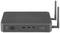 Un dispositivo router nero e rettangolare con due antenne e vari ingressi sul lato frontale.