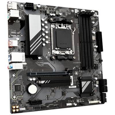 Vista di una scheda madre del computer con vari connettori, slot per RAM e socket della CPU per il montaggio di componenti elettronici.