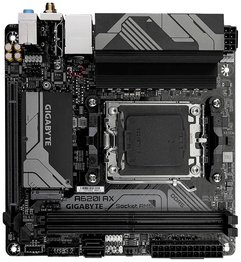 Gigabyte A620I AX Mainboard Attacco (PC) #####AMD AM5 Fattore di forma (dettagli) Mini-ITX Chipset della scheda madre AM-3