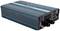 Un inverter blu, adatto per la conversione da corrente continua a corrente alternata, con diversi connettori sul lato destro.