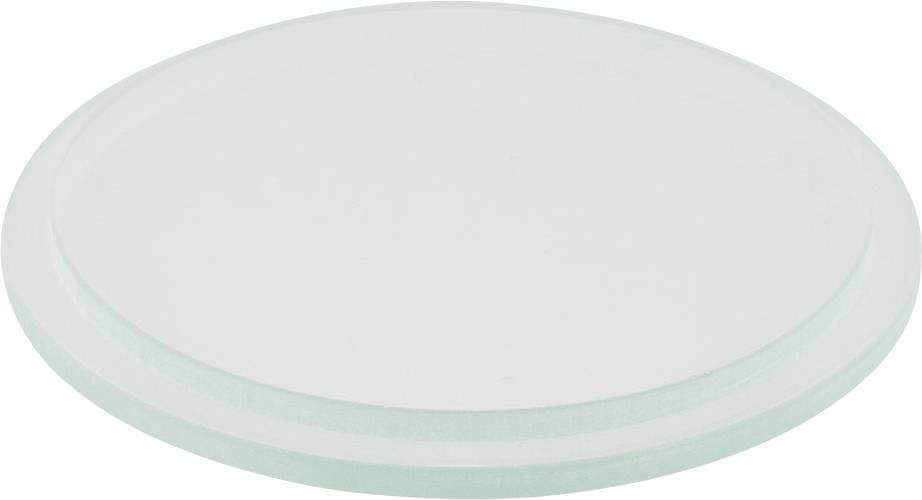 Piatto di Petri bianco e rotondo con un bordo traslucido verde chiaro, mostrato vuoto su uno sfondo neutro.
