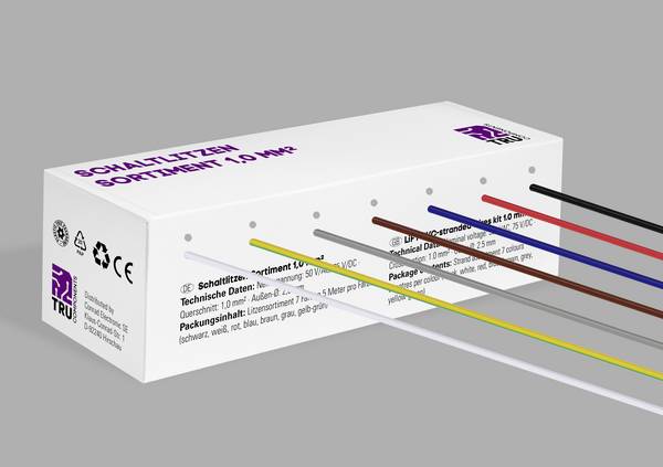 TRU COMPONENTS TC-12112368 Cavo per cablaggi 1.0 mm² Nero, Bianco, Rosso, Blu, Marrone, Grigio, Giallo-Verde 1 KIT