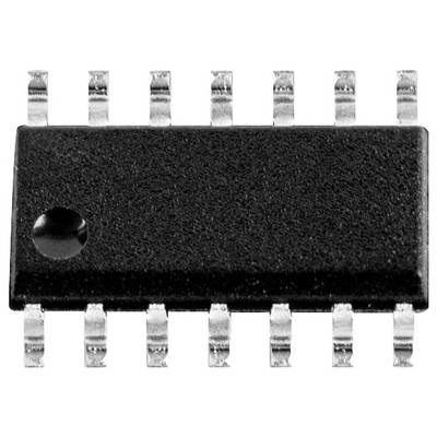 Circuito integrato a 14 pin, involucro nero. Utilizzato per funzioni elettroniche nei dispositivi.