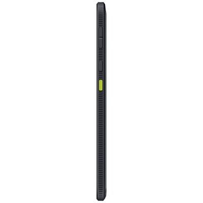 Un dispositivo elettronico sottile con tasti laterali, tra cui un pulsante giallo in evidenza. Potrebbe essere un dispositivo mobile o un piccolo gadget.