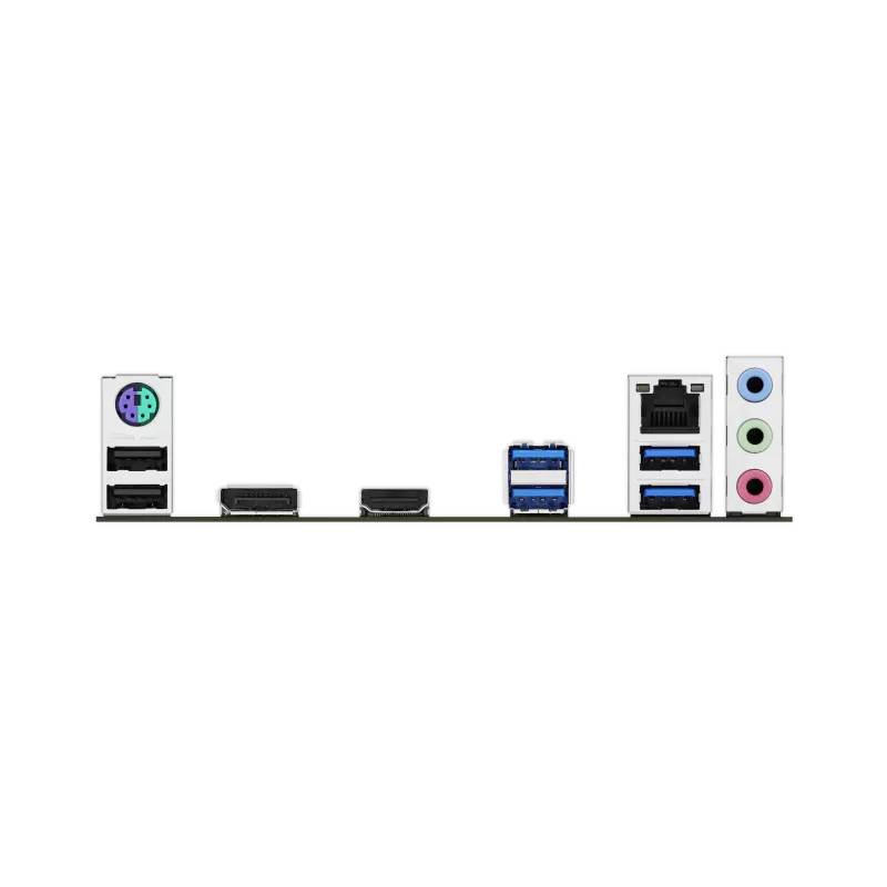 Retro di una scheda madre del computer con vari connettori: PS/2, USB, HDMI, Ethernet e porte audio.