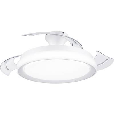 Lampada da soffitto bianca con ali trasparenti che si aprono. Design moderno per un'illuminazione elegante e raffinata.