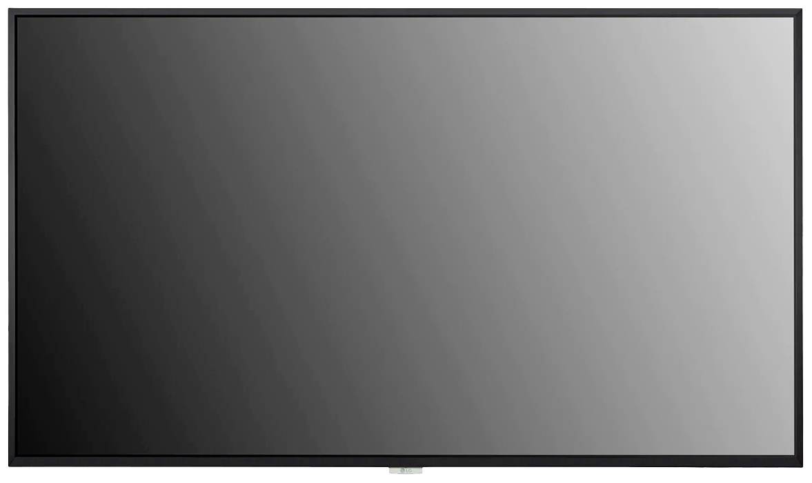 Un grande televisore a schermo piatto nero con cornice sottile, uniformemente illuminato senza riflessi o contenuti riconoscibili.