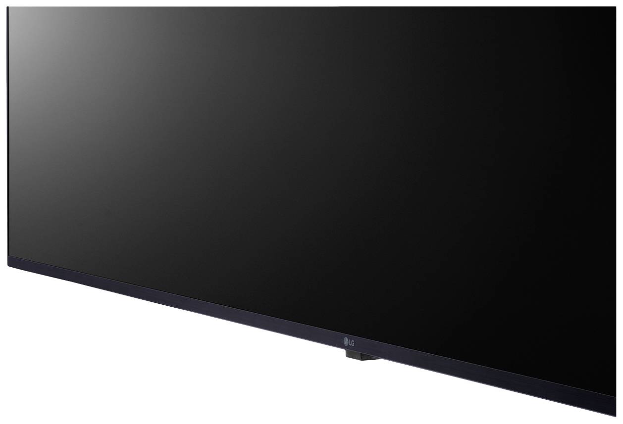 Schermo televisivo nero, parzialmente visibile di lato, con cornice sottile.