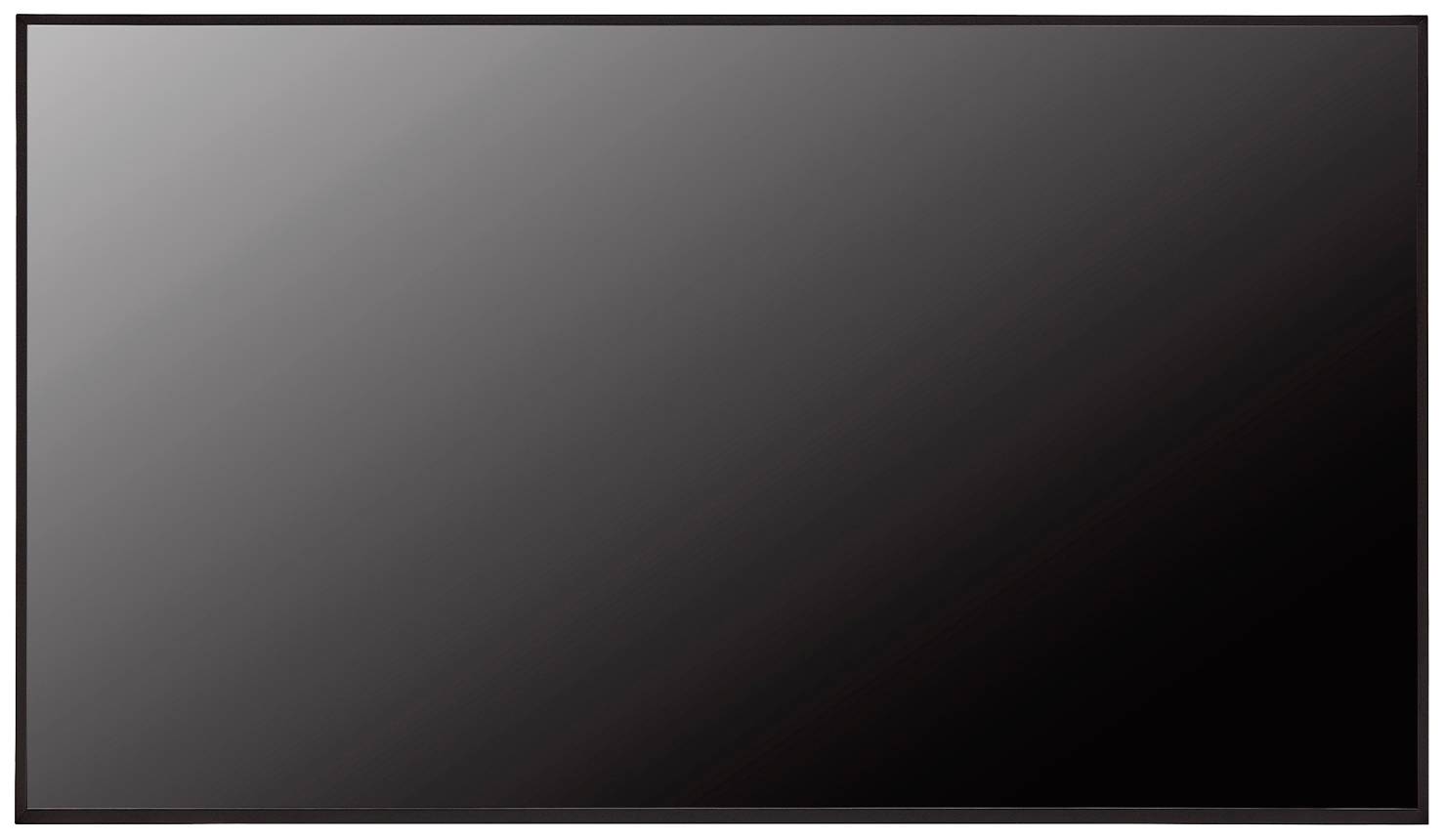 Schermo piatto, rettangolare e nero in una cornice semplice, tipico di un televisore o di un monitor.