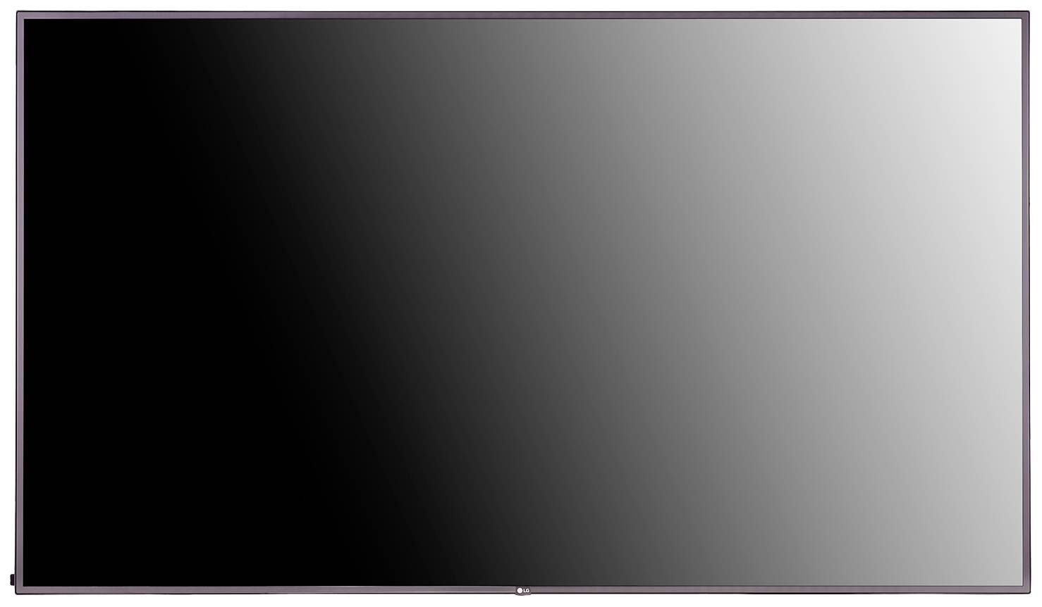 Televisore a schermo piatto nero con cornice sottile, spento, senza contenuti visualizzati.