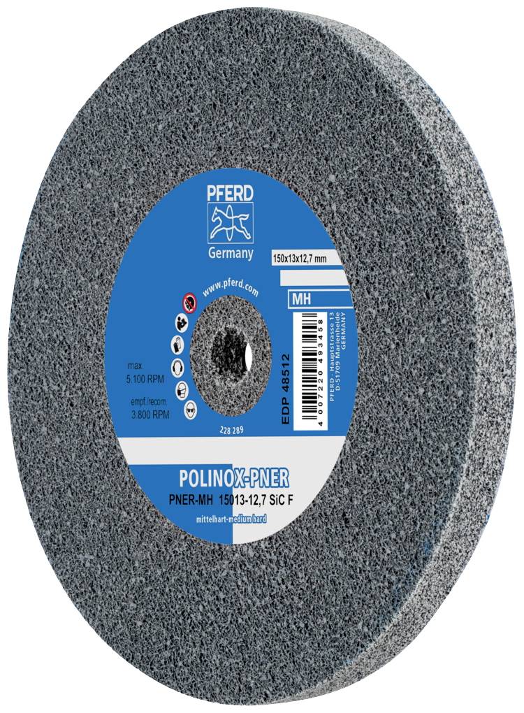 PFERD TOOLS 47700201 POLINOX ruota in fibra di vetro pressata PNER Ø 150x13 mm Ø foro 12,7 mm media durezza SiC fine per finitura 150 mm 100 pz.
