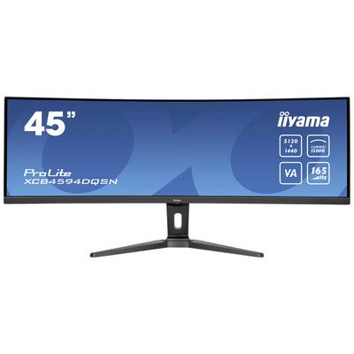 Monitor curvo ultrawide iiyama ProLite XC84594DQSN da 45 pollici, risoluzione 5120 x 1440, pannello VA, frequenza di aggiornamento 165 Hz.