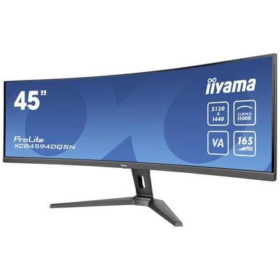 Monitor ultrawide iiyama, 45 pollici, risoluzione 5120x1440, display VA, 165 Hz, curvatura 1500R, modello ProLite XCB4594DQSN.