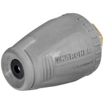 Ugello grigio ad alta pressione con logo 'Kärcher Professional' inciso, idoneo per temperature fino a 60°C e pressione fino a 140 bar, utilizzato per pulizie professionali.