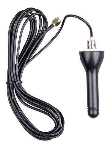 Antenna WLAN nera, a forma di cilindro, con cavo lungo e connessione a vite, idonea per connessioni router.