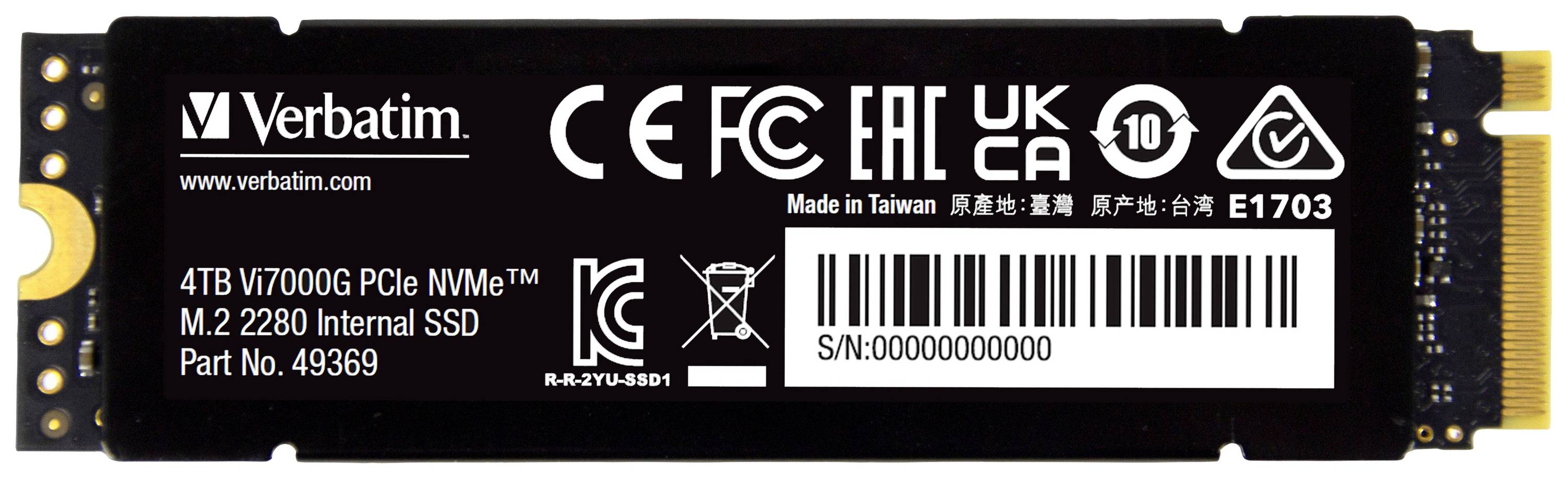 Verbatim SSD 4TB, PCIe 4.0, M.2 2280, NVMe, Vi7000G (R) 7000MB/s, (W) 6400MB/s, Retail-0